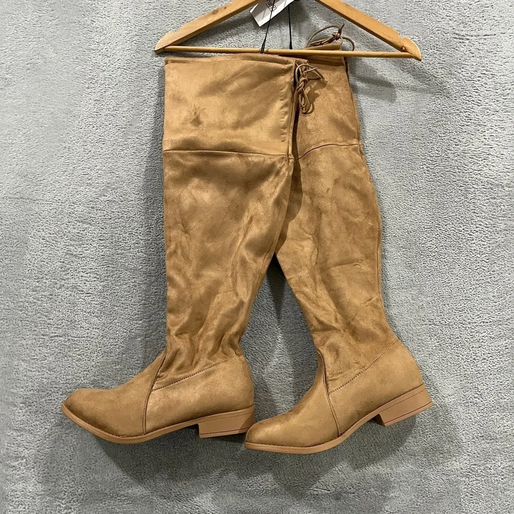 Rue21 Over The Knee Boots Womens Size 10 Faux Suede Drawstring Tie Western